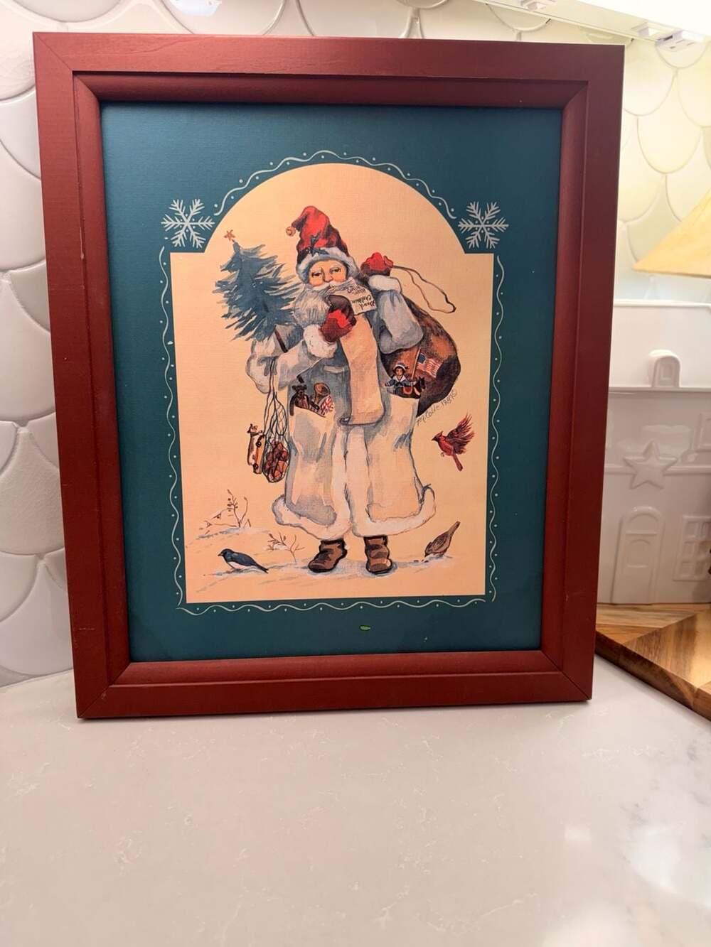 Vintage 1987 Mcoble Old World Santa Claus Framed Print